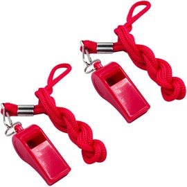 WONAPAD Whistle，2 Packs Plastic Sports Whistles with Lanyard, Loud Crisp Sound Whistle Perfert for Coaches, Referees, Lifeguards (2PCS)