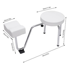 HAPPCUCOE Pedicure Stool,Beauty Nail Salon Pedicure Stool Height Length Adjustable,Portable Salon Spa Pedicure Stool Foot Rest Stool for Beauty Salons,Spa (White)