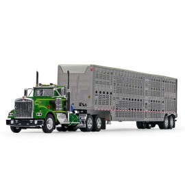 kenworth 1/64 DCP Kenworth W9A day cab with tandem axle Wilson livestock trailer