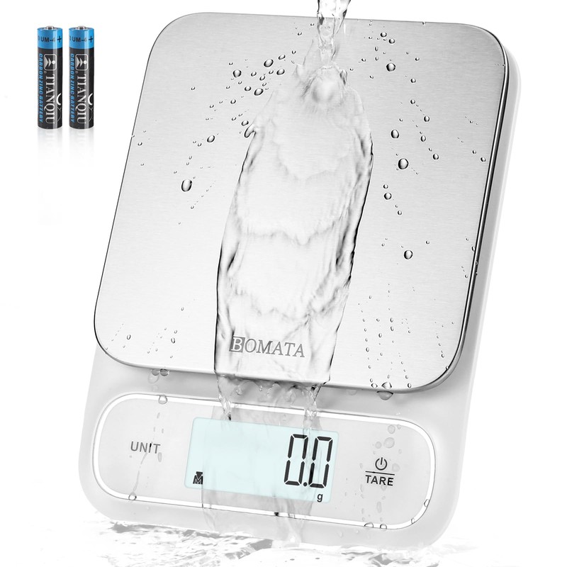 BOMATA Waterproof IPX6 Kitchen Scale, 0.1 g/0.01 oz High Precision,