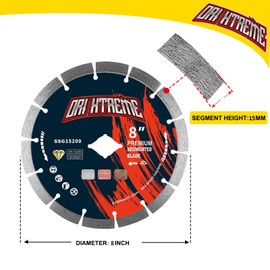 ORIXTREME 8Inch Diamond Saw Blade, Segmented General Purpose Blade Dry/Wet Cutting Concrete, Masonry, Brick, Block,Stone 7/8"-5/8” Arbor