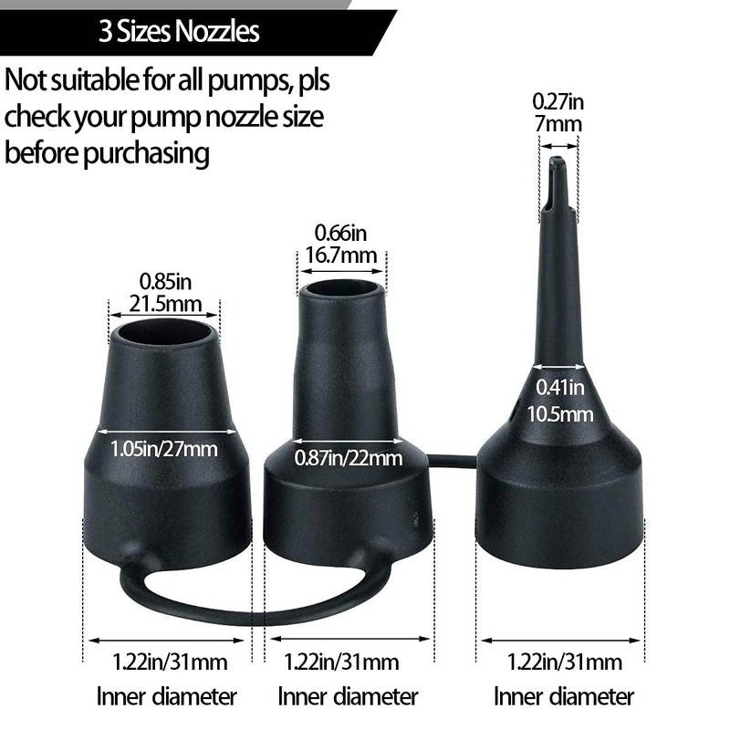 OIIKI 3 Set Replacement Nozzles, Plastic Pump Nozzles, 3 Size