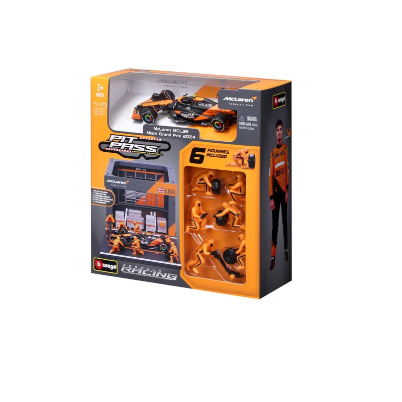 Bburago 1:43 2024 Race McLaren MCL38 Pit Pass, Norris #4