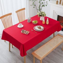 Demetex Christmas Table Cloth 152x213 cm Red Waterproof Tablecloth Rectangle Fabric Table Cover for Wedding Banquet New Year Party, 60x84 in, 1 Pc, Red