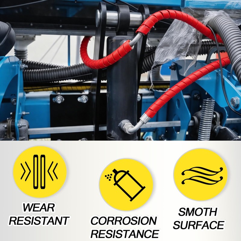 Pangda 25Ft Hydraulic Hose Protector 1/2 Inch Spiral Hose Wrap