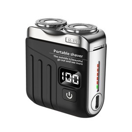 【2025 Father's Day Gifts】Multifunctional Portable Mini Electric Magnetic Shaver USB Rechargeable Cordless Beard Care Products Cutting Machines - Colour: Black with Digital Display