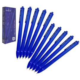 Retractable Ballpoint Pens, 0.7mm Fine Point, BLUE, Pack of 10, RADTri Tri Grip Pens, Everyday Pens for School Office Home, iVAIDEX Black Ball Pen