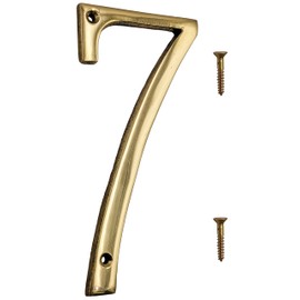 6-inch House Number 7 (Seven) with Mounting Screws, Polished Brass, Shiny Gold Color, Suitable for Mailbox, Home, etc - SciencePurchase