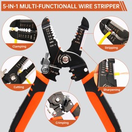Htaexpu Wire Stripper, 3-rd Generation Wire Strippers or Crimping Tool, 5-IN-1 Wire Crimper or Cutter, 10-20 AWG Electric Wire, Multi-Function Hand Tools