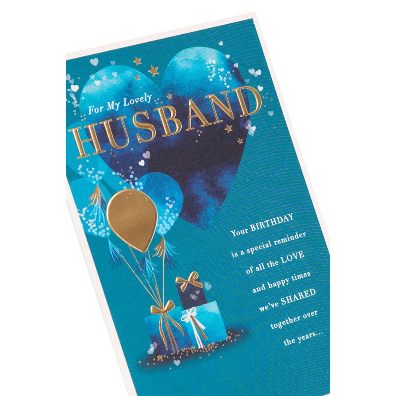 UK Greetings Birthday Card for Husband - Blue Heart Design