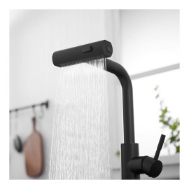 FLG Commercial and Household Chrome One Hole Water Saving Handle Pull Out Spray Kitchen Sink FaucetColor: Nickel, Surface Finishing: Gold