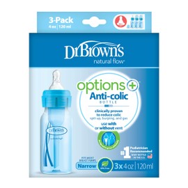 Dr. Brown's Options+ Baby Bottles, 4 Ounce, Blue, 3 Count
