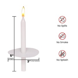 200 Pack White Unscented Taper Candle with Drip Protectors, Church Candles, Vigil Candles, Shabbat Candles, Prayer Candles, 5 Inch
