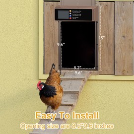 NyPots Automatic Chicken Coop Door Solar Powered, LCD Display Automatic Chicken Door with Timer & Light Sensor, Aluminum Alloy Chicken Door with Remote Control & 4 Modes