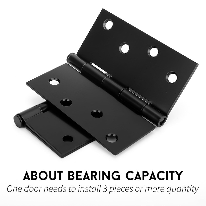 goldenwarm 18 Pack Matte Black Door Hinges, 4 x 4