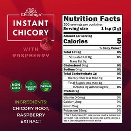 CHICORAYA Instant Chicory Cofee - Best for Decaf and Diet - Keto & Vegan Beverage Blend - Coffeine-Free Cofee Substitute Alternative - Roasted Root Powder, No Sugar (Raspberry, 14.1 oz)