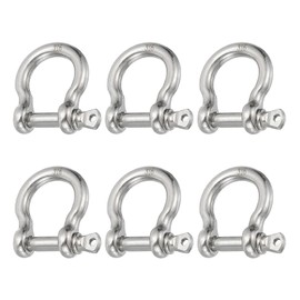 PATIKIL Screw Pin Shackle 4.7mm 3/16" 352lb, 6Pcs 316 Stainless Steel Forged Bow Shackle Marine Grade for Chains Wire Rope Outdoor, Silver