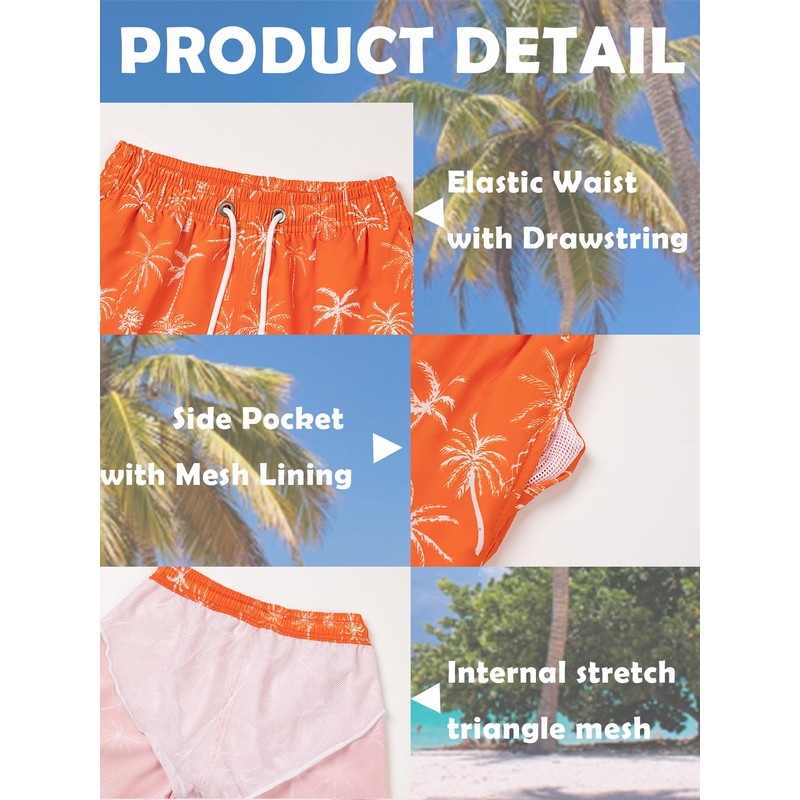 CALBOUNT Boys Swimming Shorts Printed Quick Dry Beach Board Trunks