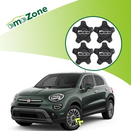 omoZone Wheel Center Cap Cover Black 4pcs Compatible with 2016-2022 Fiat 500X Replaces 6AN68LXHAA