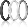 ThunderFit Stackable Silicone Wedding Rings for Women, Thin Rubber Engagement