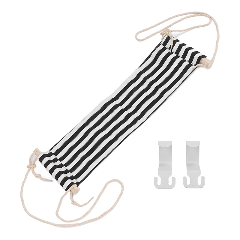 Footrest Black and White Streaks Soft Breathable Adjustable Foot Hammock
