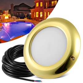 HUSUKU 5.8Inch LED Inground Pool Light 50FT- Gold-Plating 60W 6000LM Waterproof Pool Lights for Inground Pools, 12V Color Changing Underwater Swimming Pool Light Fixture (1/2NPT Thread, No Controller)