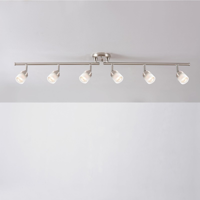 GLOBE Electric 59865 Spence 6-Light Foldable Track Lighting, Brushed Nickel,