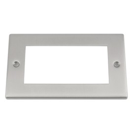 Satin Matt Chrome - Square Plate - Modular Data Grid Faceplate - 100 x 50 mm