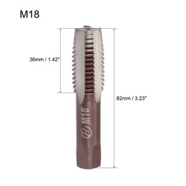 sourcing map Metric Hand Tap M18 Thread 2.5 Pitch 4 Straight Flutes H2 Alloy Tool Steel Bottom & Taper Screw Tap Set Tapping Tools for Repairing 1 Pair