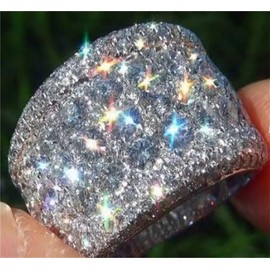 925 Sterling Silver Shiny Full Diamond Gemstone Ring 18K Oval Cut Cubic Zirconia Promise Cocktail Rings CZ Diamond Multi Row Ring Eternity Engagement Wedding Band Ring for Women Z.87 (US Code 7)