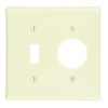 Leviton 86007 2-Gang 1-Toggle 1-Single 1.406-Inch Diameter, Device Combination Wallplate, Thermoset, Device Mount, Ivory