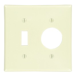 Leviton 86007 2-Gang 1-Toggle 1-Single 1.406-Inch Diameter, Device Combination Wallplate, Thermoset, Device Mount, Ivory