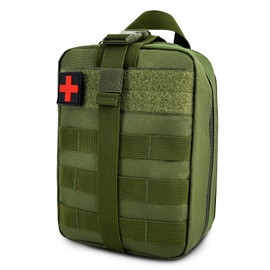 JUMAHE Survival First Aid Kit, MOLLE Medical Pouch Tactical First Aid Kit for Home, Car, Hiking, Travel, Camping, ArmyGreen
