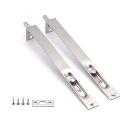 Stainless Steel Door Slide Bolt Latch Lock Flush Bolt for Primary-Secondary Doors, Double-Open (12 inch/Pack of 2)