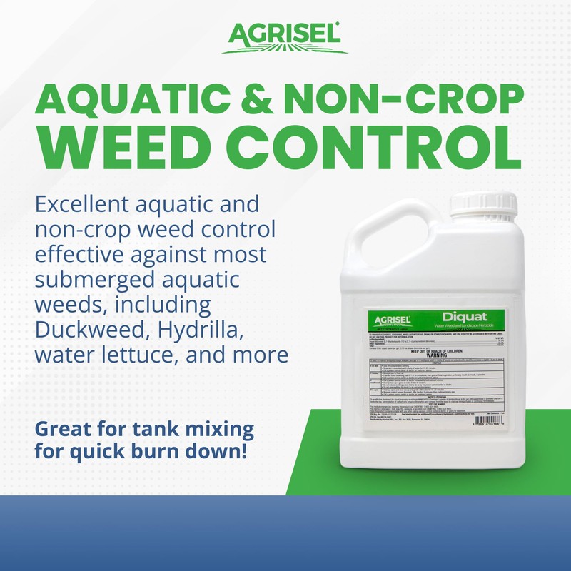 Diquat Weed Killer, Fast-Acting Formula for Aquatic and Landscape Weeds,