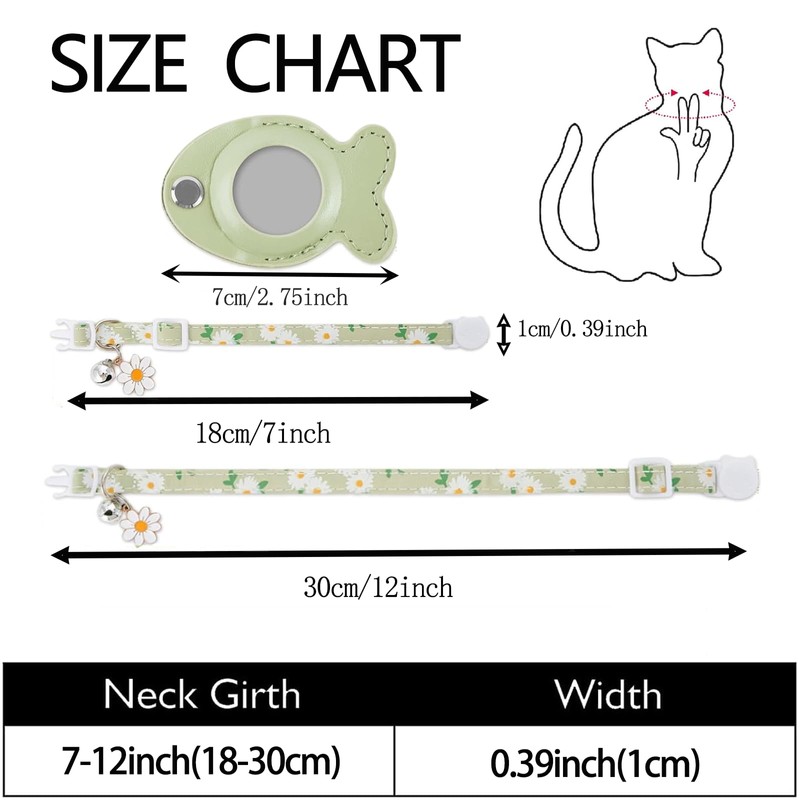 Cat Collar, Breakaway Tracker Kitten Collars Adjustable Buckle, Bells &
