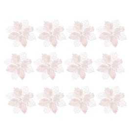 TOYANDONA 12pcs Glitter Poinsettia Christmas Artificial Flowers Christmas Tree Floral Ornaments Decorations Xmas Tree Pendant Christmas Wreath Filler (White)