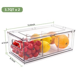 shopwithgreen Refrigerator Organizer Bins with Pull-out Drawer, Drawable Clear Fridge Drawer Organizer with Handle, Plastic Kitchen Pantry Storage Containers Visit the Store