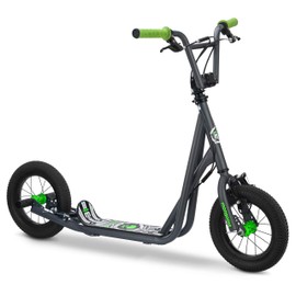 Mongoose Expo Scooter, Ages 6+, 12-Inch Air-Filled Wheels, BMX-Style Handlebars, Steel Frame, Wide Foot Deck, Axle Pegs, Freestyle Gyro Brake Rotor, Kick Scooter for Boys and Girls