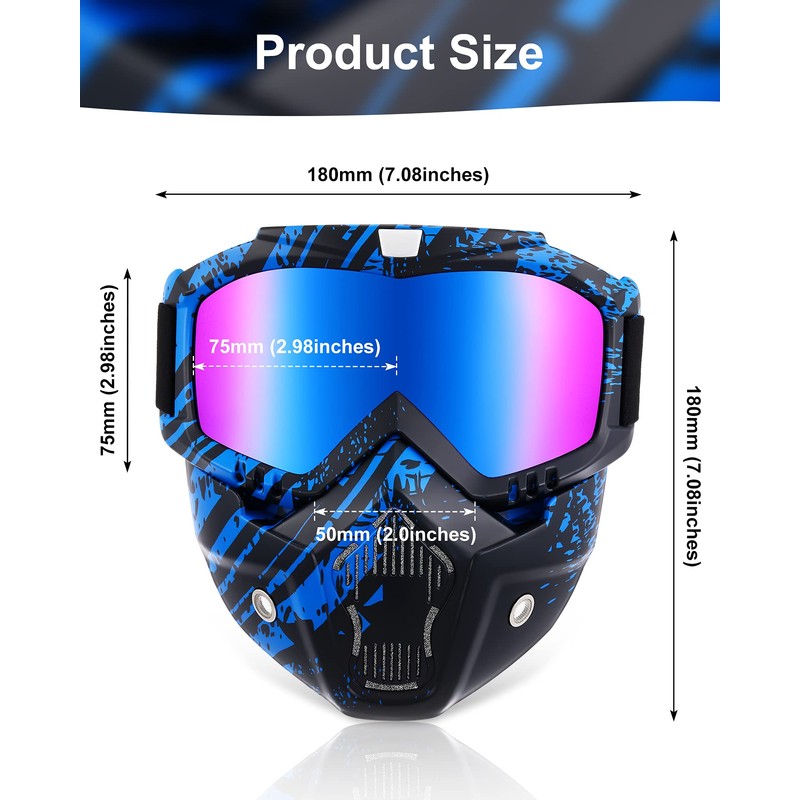 2 Gafas de Motocicleta Gafas de Montar en Casco Gafas