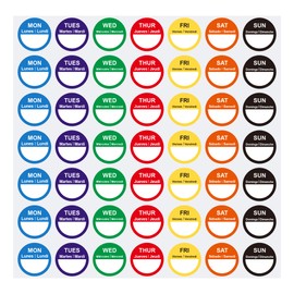 Hycodest 490 Labels Days of The Week Stickers 7 Colours 1 inch Kitchen Day Dots Circular Full Week Day Dots Food Labels