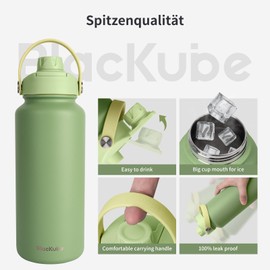 Blackube Stainless Steel Drinking Bottle, Drinking Bottle, 1 Litre Thermos Flask, BPA-Free, Leak-Proof, Large Metal Drinking Bottle
