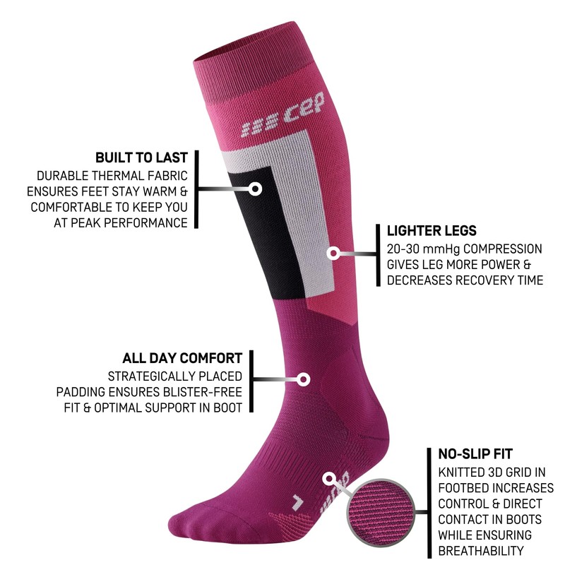 CEP - Long Ski Socks with Compression for Women, Improved