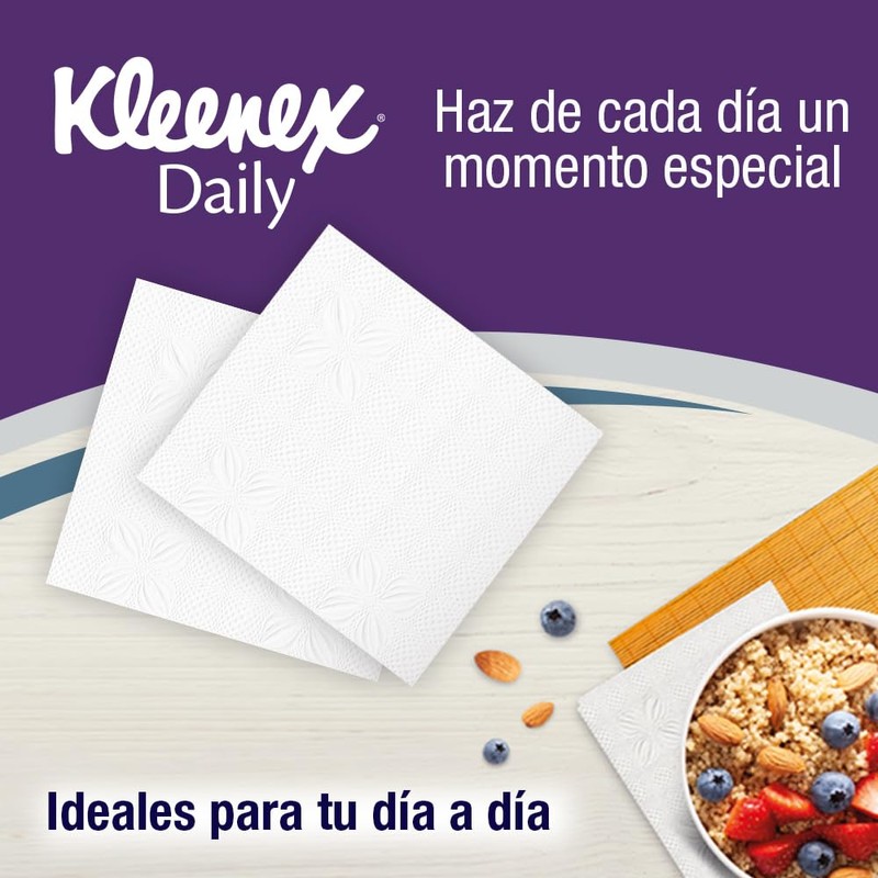 Kleenex Daily Servilleta, Paquete con 180 piezas de hoja sencilla
