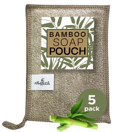 Whiffkitch Soap Pouch 5-Pack - Versatile Soap Holder & Soap Saver Set, Travel Soap Bags - Mesh Soap Pouch, Soap Bar Loofah & Shower Soap Holder, Planet-Friendly Bamboo Fiber Soap Bags, 4x5 inches