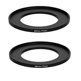 (2 Pcs) 55-77MM Step-Up Ring Adapter, 55mm to 77mm Step Up Filter Ring, 55 mm Male 77 mm Female Stepping Up Ring for DSLR Camera Lens and ND UV CPL Infrared Filters