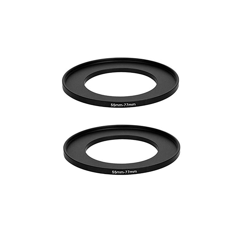 (2 Pcs) 55-77MM Step-Up Ring Adapter, 55mm to 77mm Step