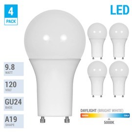 LED GU24 A19 Light Bulbs 60 Watt Equivalent, 9.5 Watt Dimmable Lights for Home with Twist & Lock Base, Replacing CFL GU24 Ceiling Light, Omni 220 Degree Beam Angle, 800 Lumen. (Daylight (5000K))