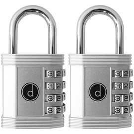 Padlock (2 Pack) 4 Digit Combination Lock - for Gym School Locker, Outdoor Gate, Shed, Fence, and Storage - Weatherproof Metal - Keyless, Easy to Set, Resettable - Silver