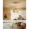 Rattan Boho Hanging Light,12.6'' Natural Hand Woven Fabric Drum Light,Plug